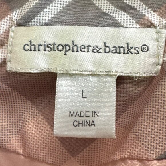 Christopher & Banks womens large Vest pink and grey zip up and pockets - Picture 3 of 12